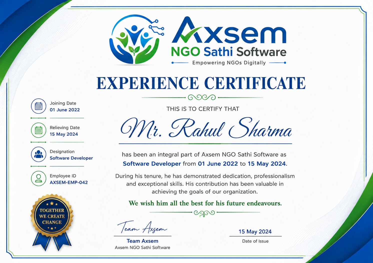 Experience Certificate